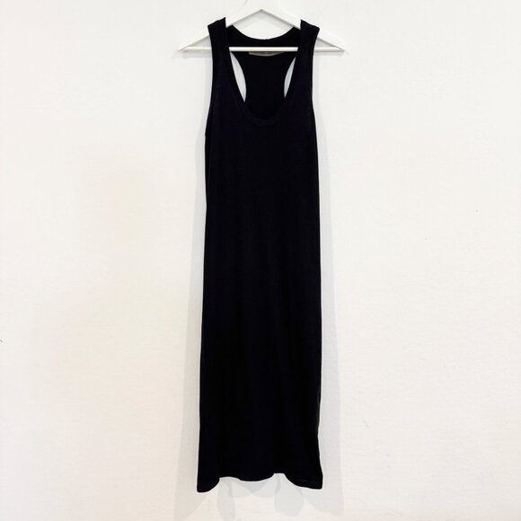 Enza Costa Racer Tank Sleeveless Midi Dress Cotton Lightweight Boho Casual Black - Picture 2 of 6